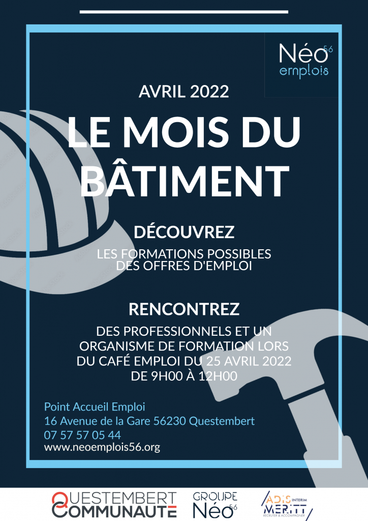 Affiche le mois du BTP Questembert 2022 neo emplois